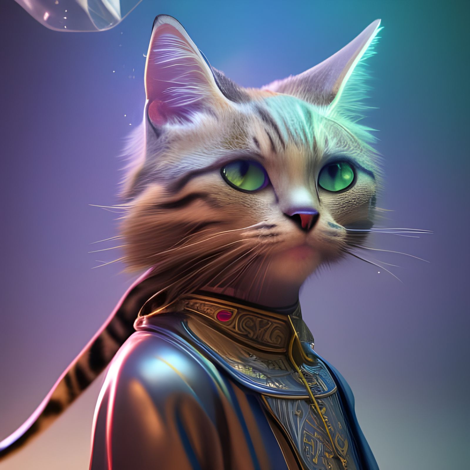 Magical Cat Portrait in 3D Fantasy Art