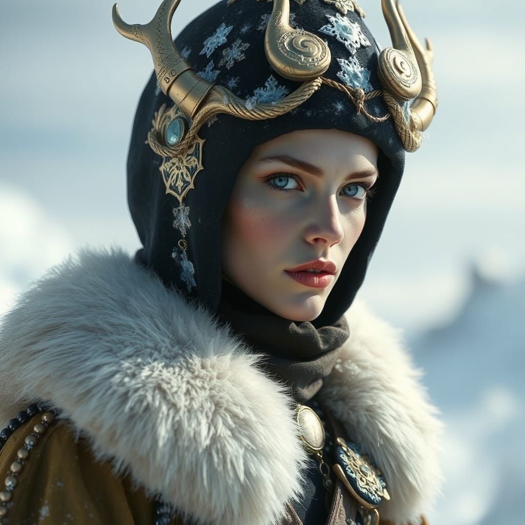 Exotic Supermodel in Frozen Wasteland, Detailed Matte Painti...