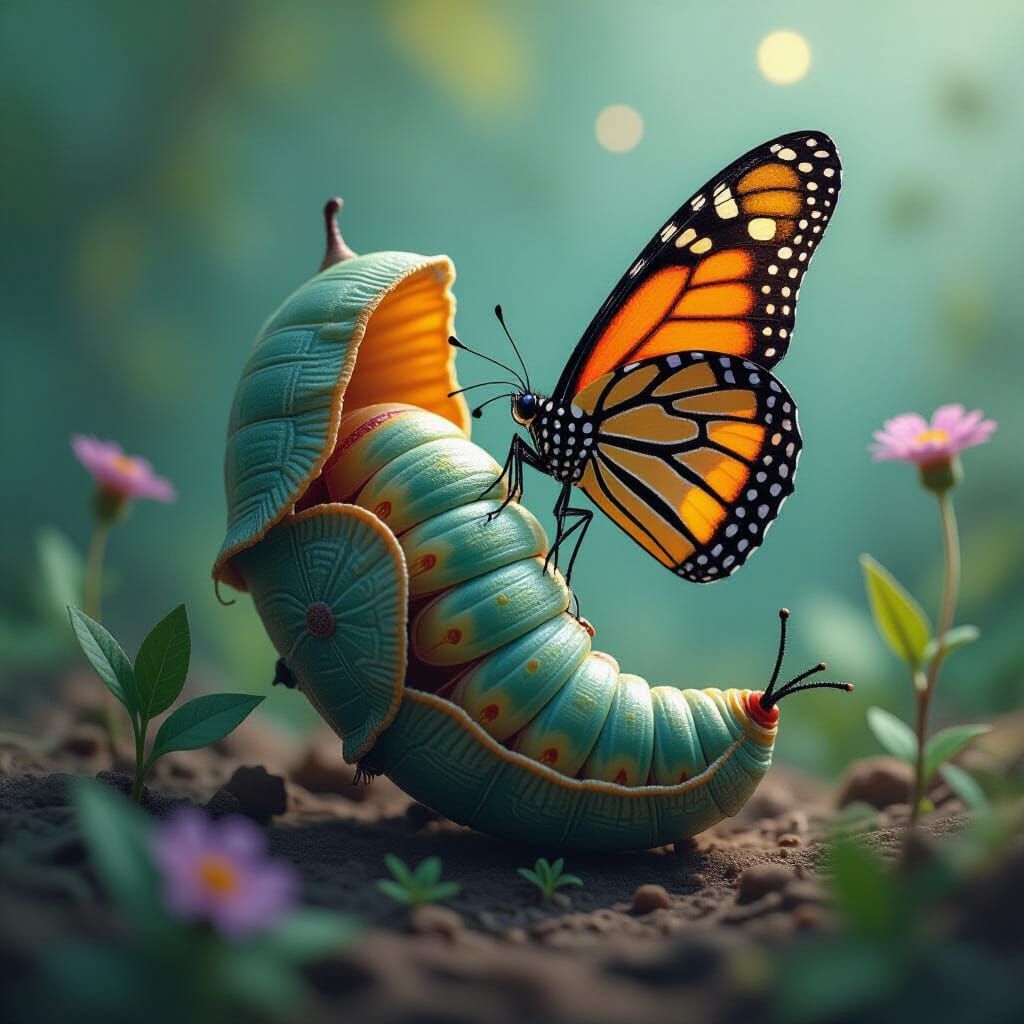 Stylized Chrysalis Reveals Butterfly Wings