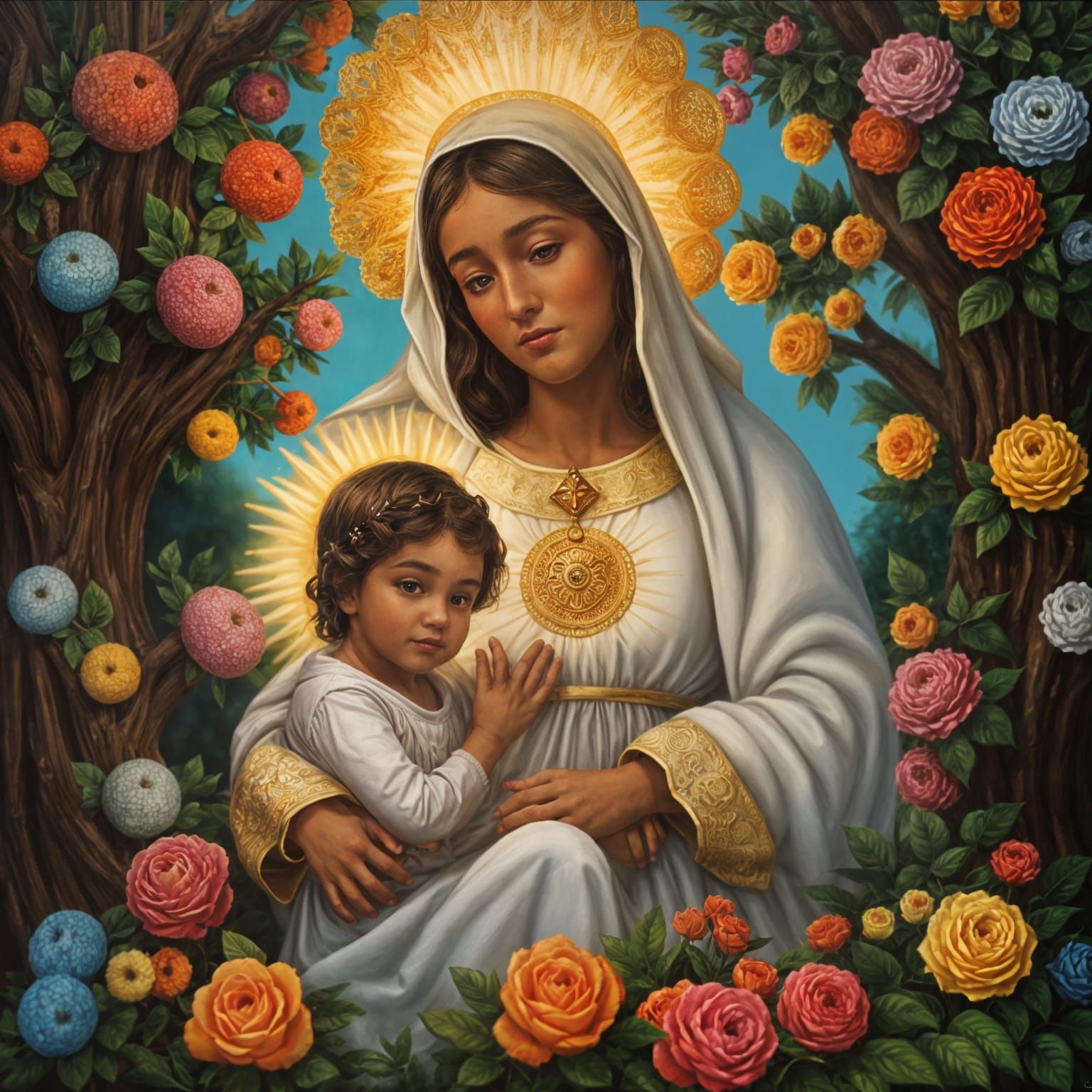 Mother Mary and Child in Detailed Matte Painting