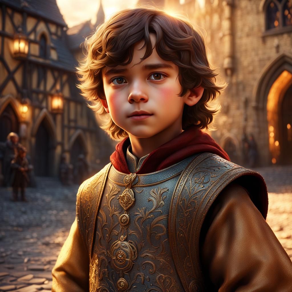 Medieval Boy Portrait in Golden Hour Lighting