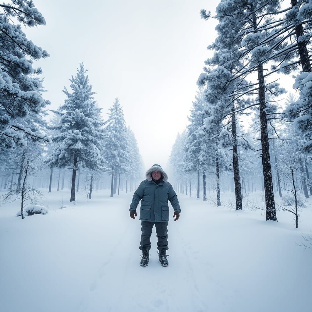 Ethereal Winter Landscape with Lone Figure