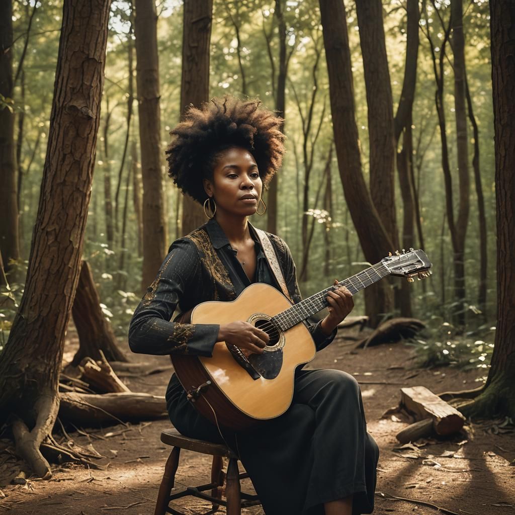 Serene Forest Guitarist in Documentary Style
