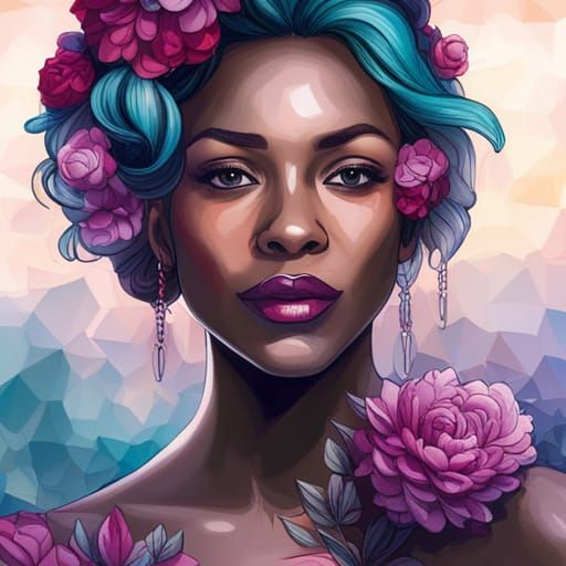 Gorgeous Woman in Floral Attire: Fantasy Concept Art