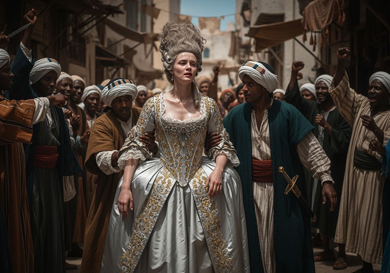 Rococo Queen Arrives in Algiers with Barbary Pirates