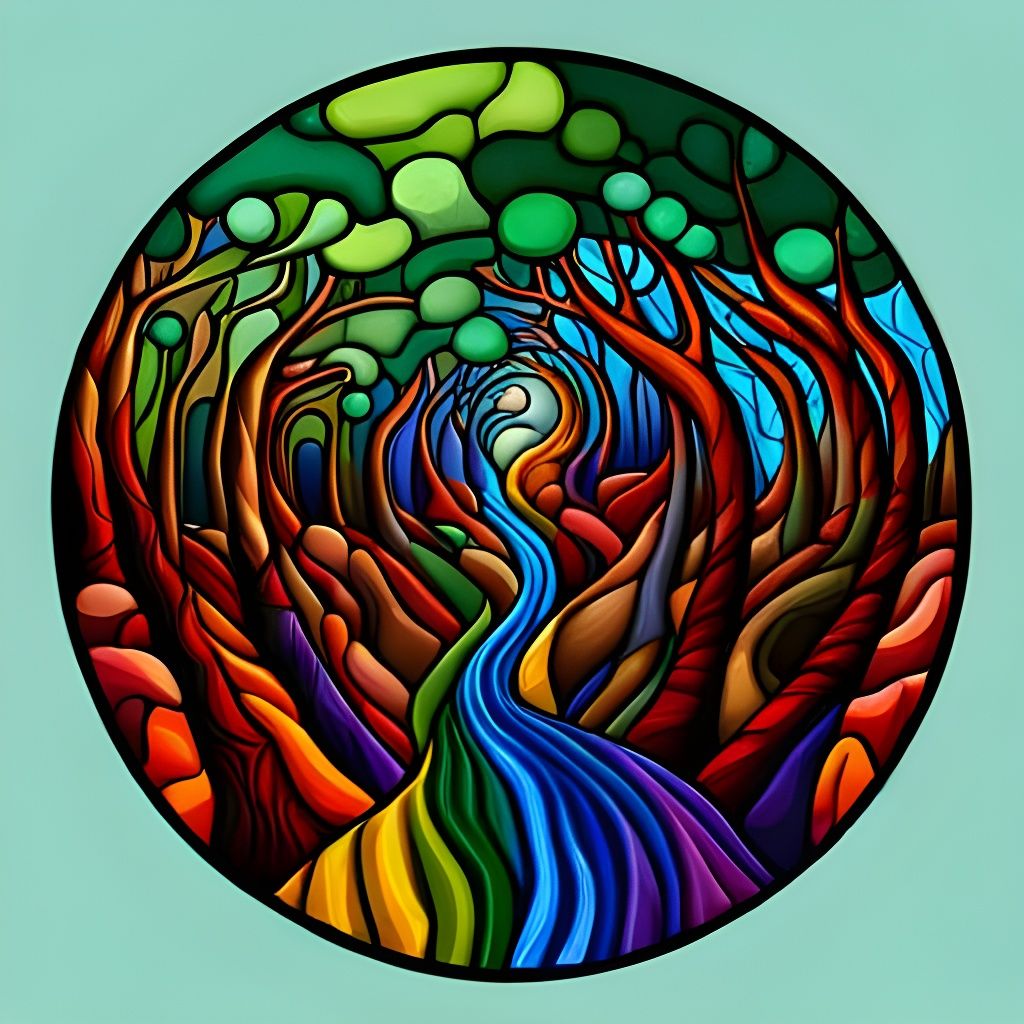 Stained Glass Forest in Expressionist Style