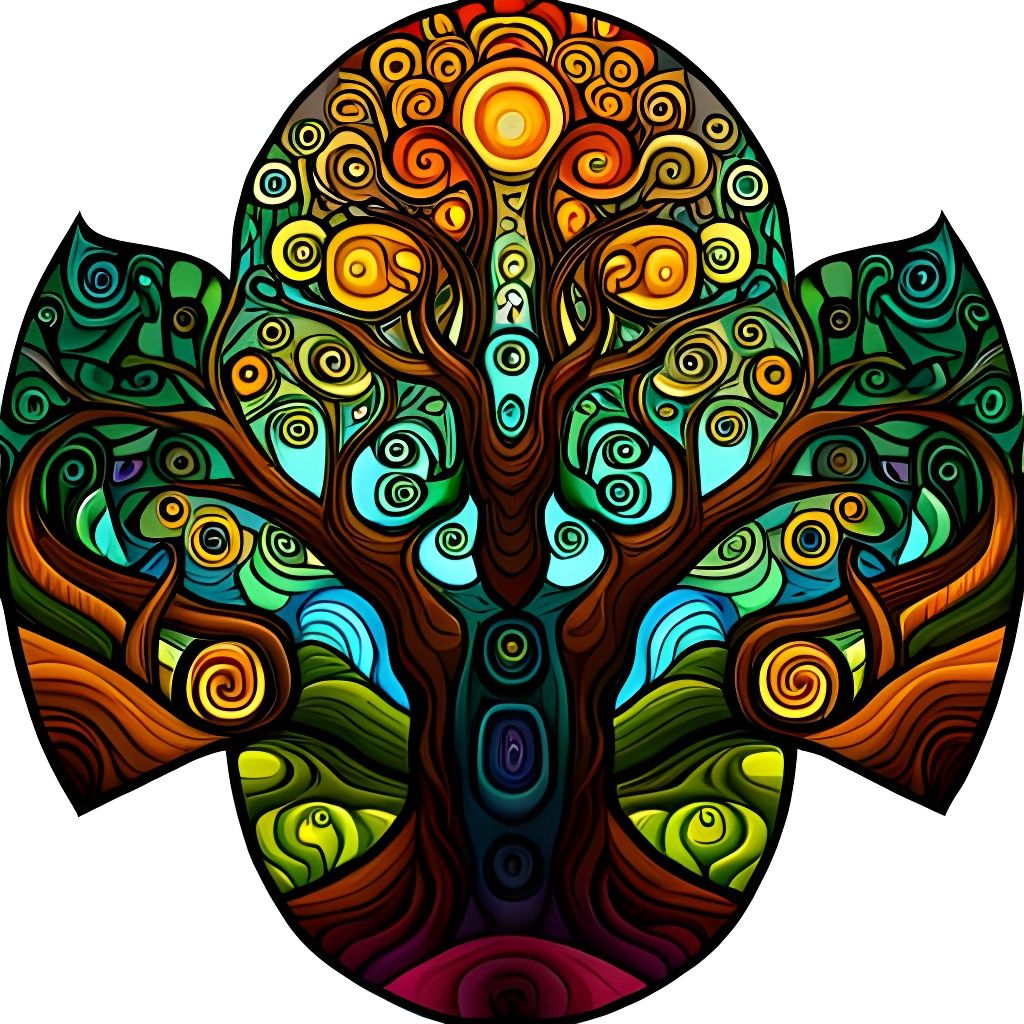 Psychedelic Stained Glass Forest in Expressionist Style