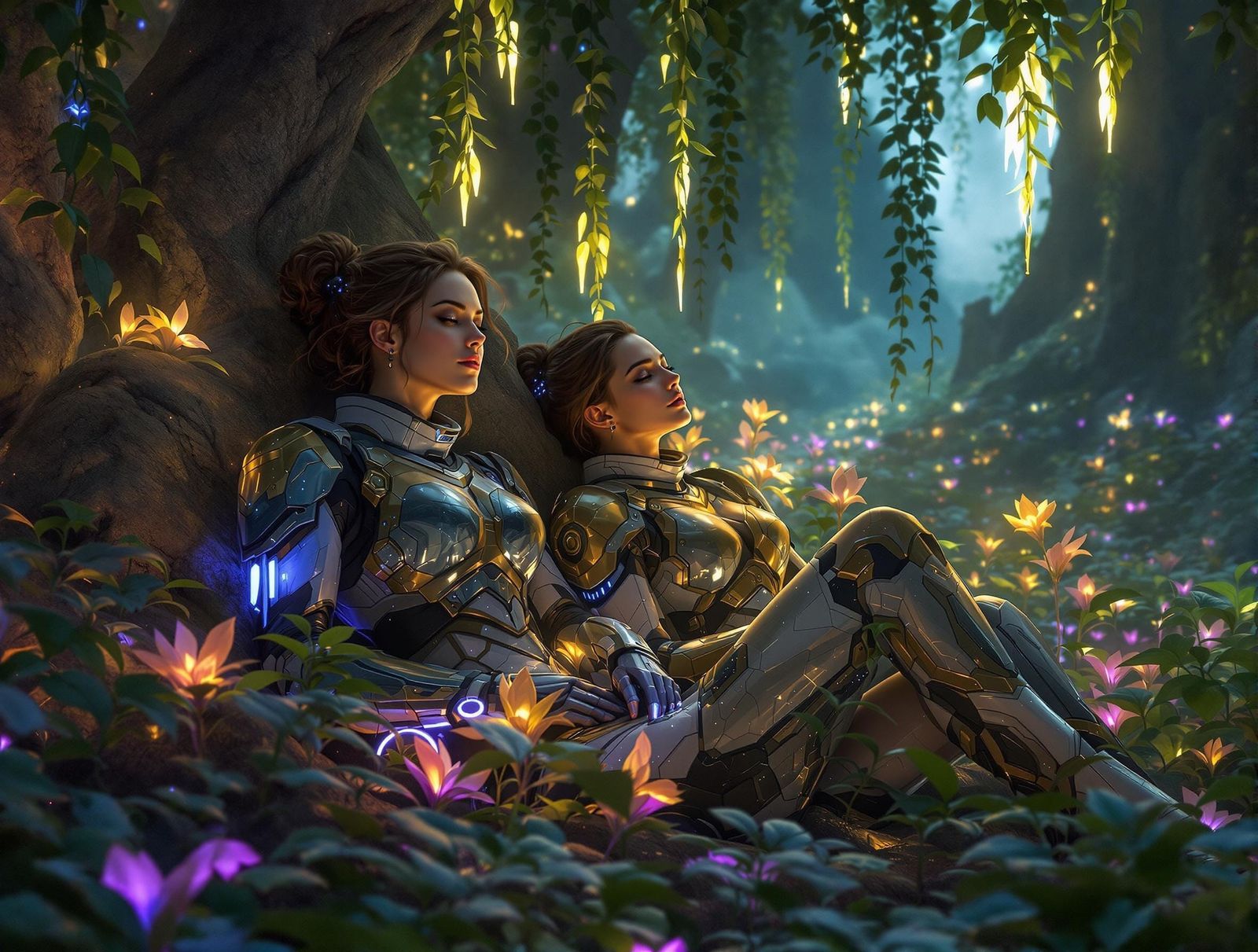 Heroic Women Find Solace in Luminous Forest