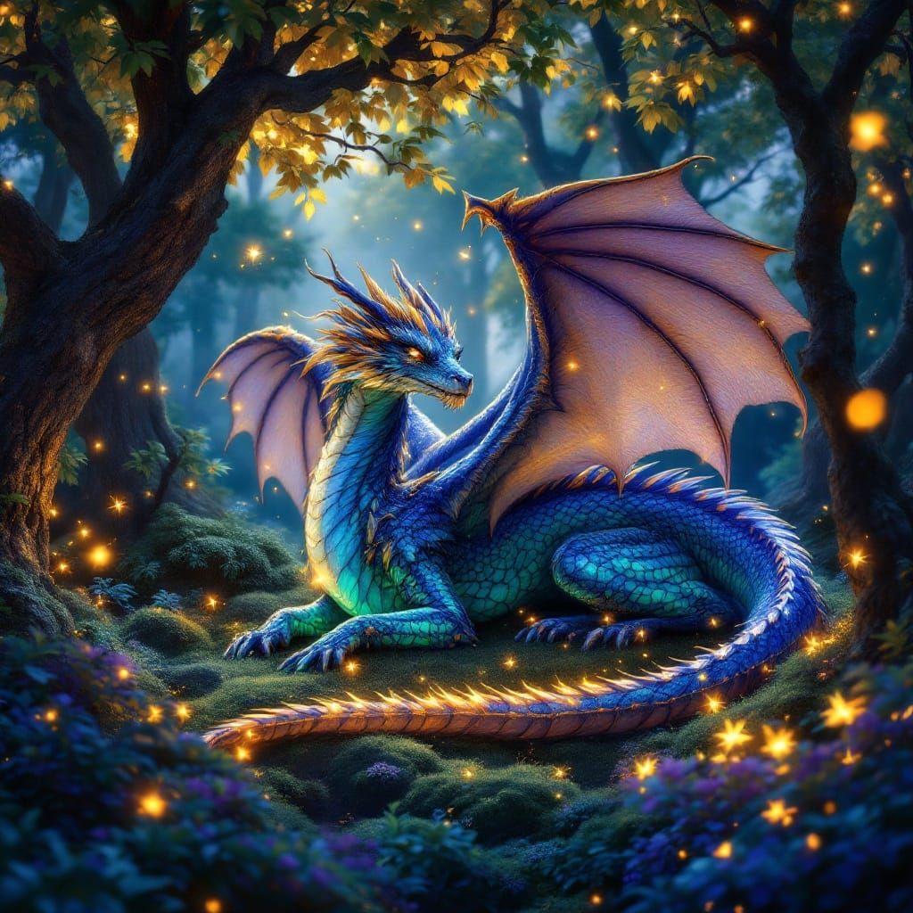Ethereal Dragon in Enchanted Forest