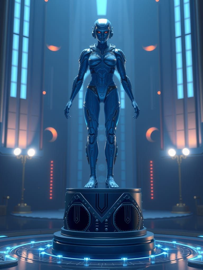 Halo's AI Cortana as 3D Anime Concept Art