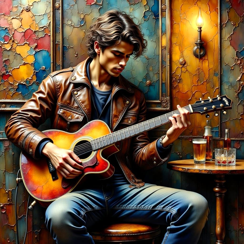 Jazz Musician at Zanzibar in Impasto Style