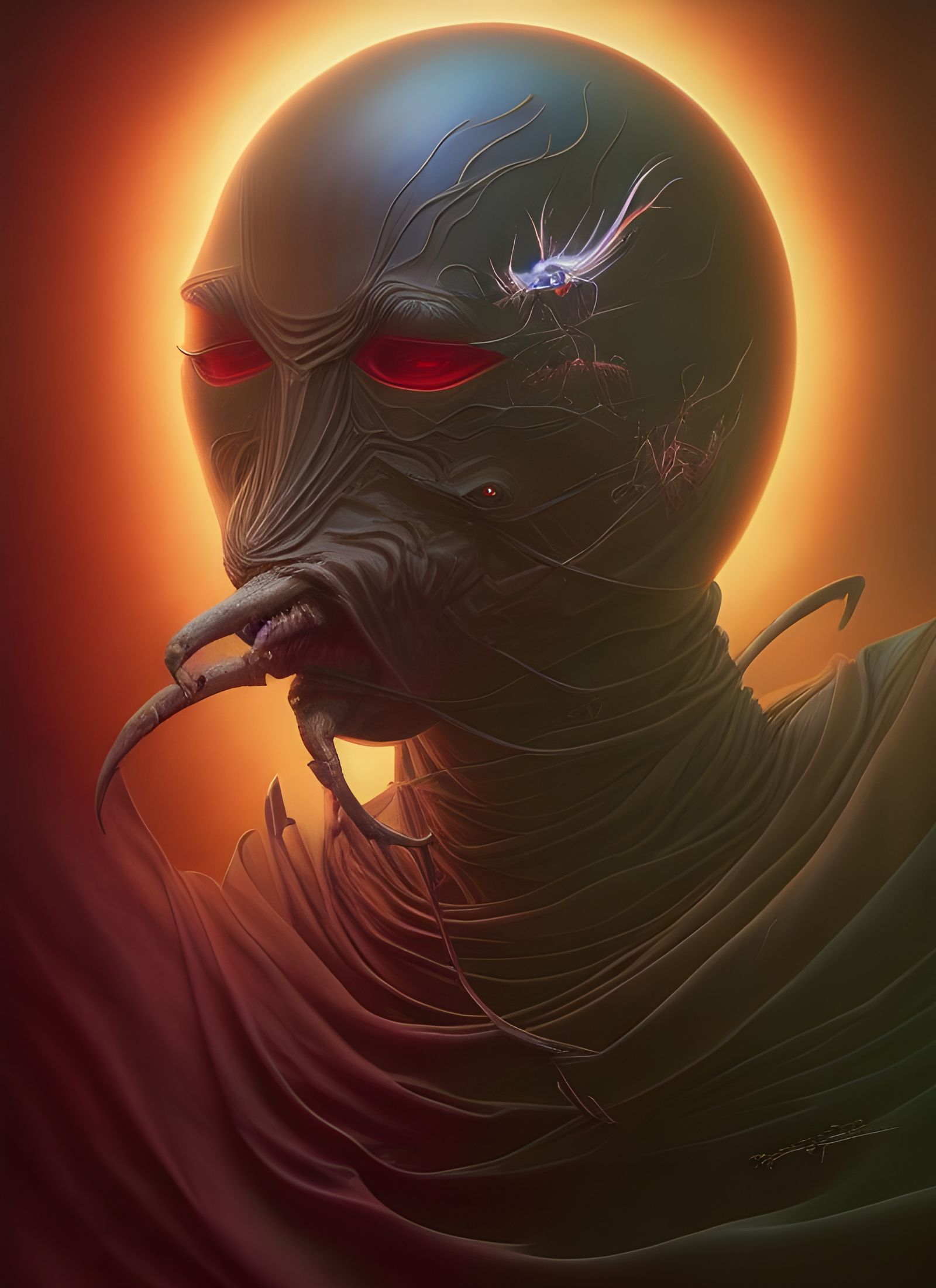 Hyperrealistic Spawn Portrait in Dystopian Style