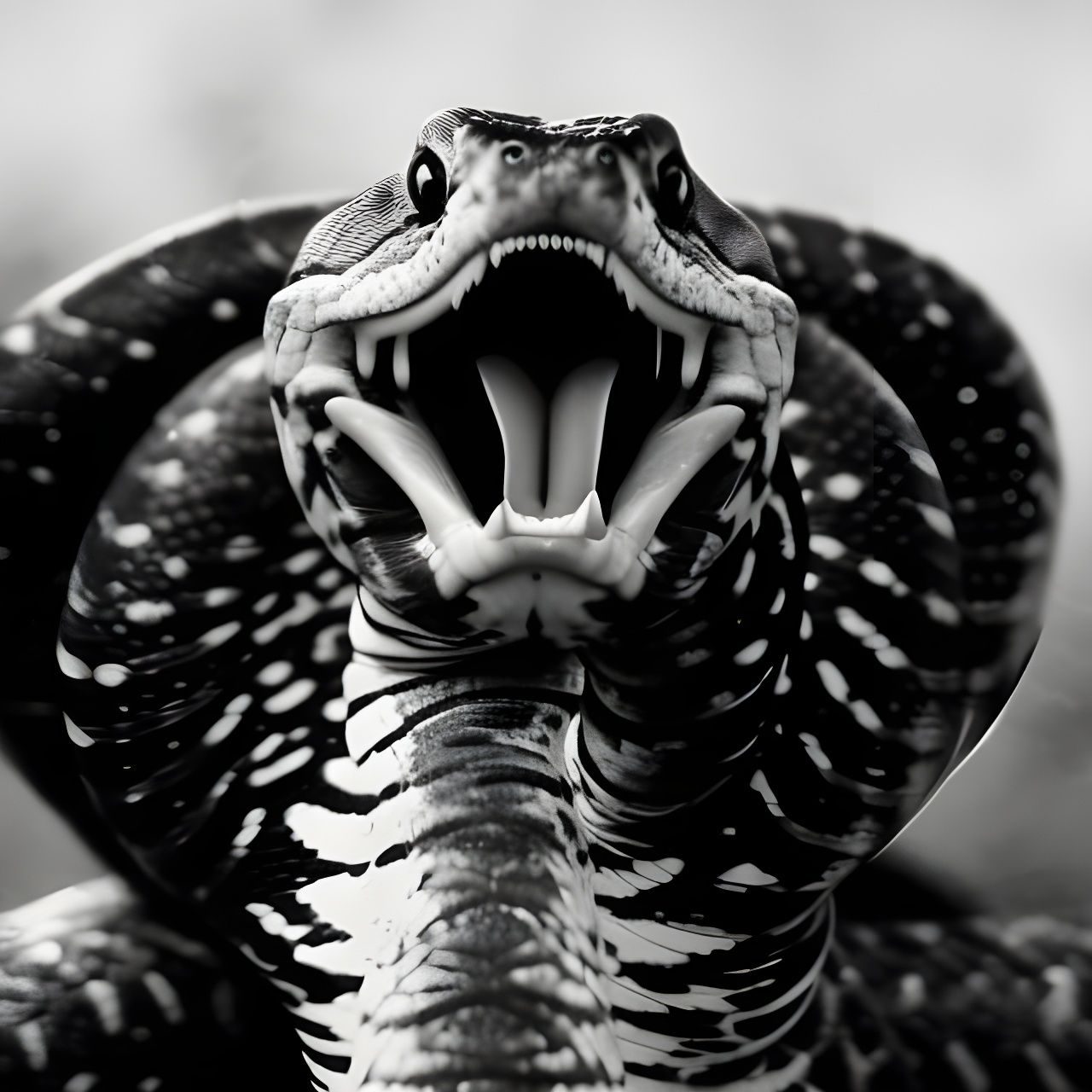 Photorealistic Cobra Speedpaint in Sinister Black and White