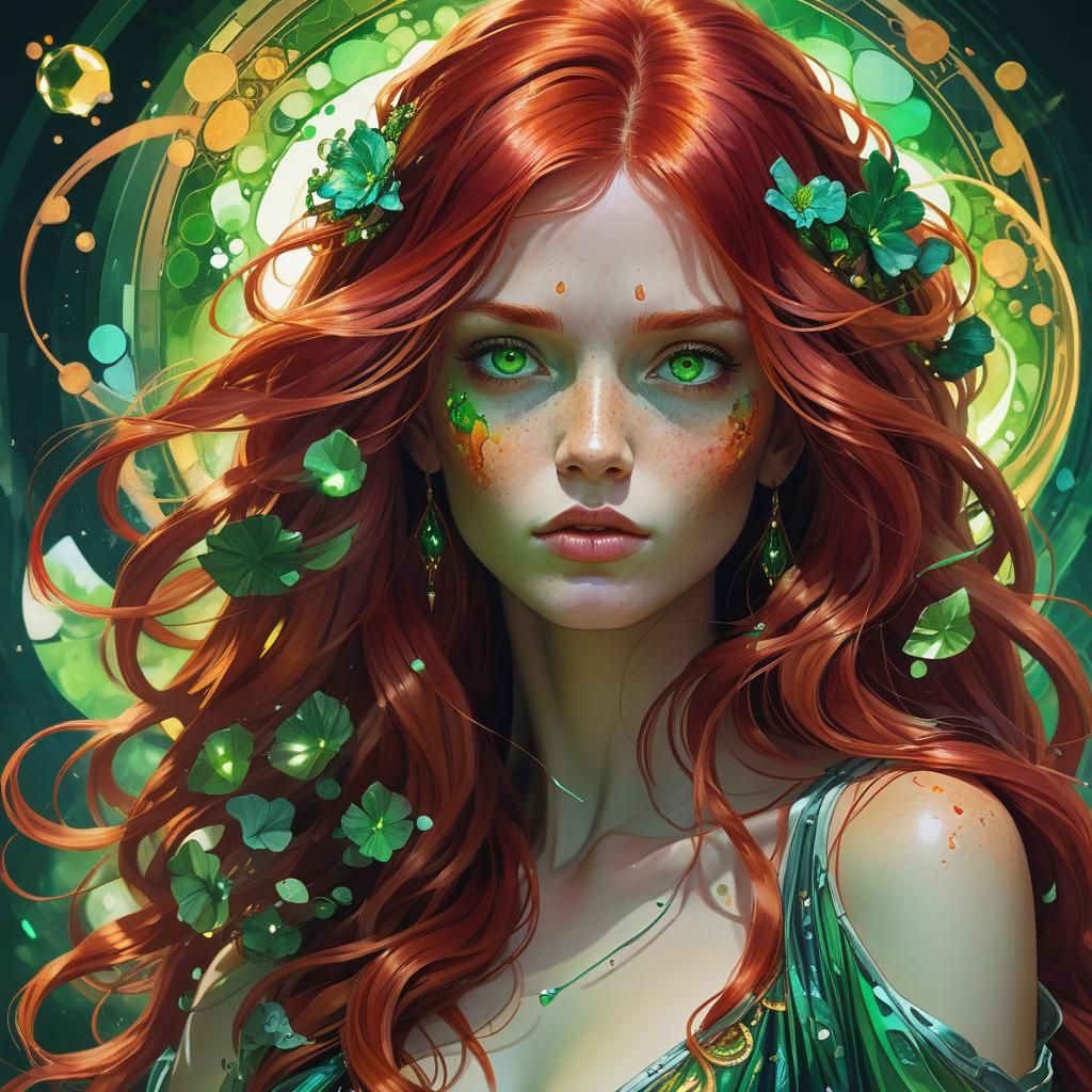 Otherworldly Woman Portrait in Alcohol Ink Style