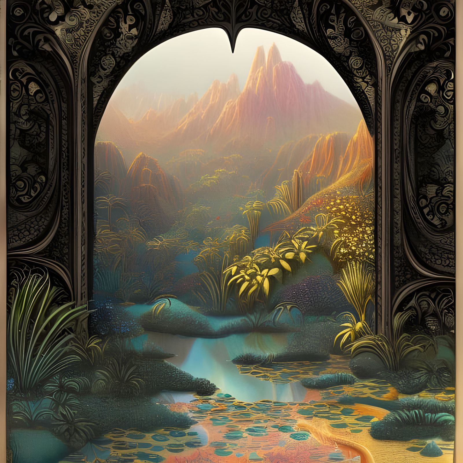 Magical Desert Oasis with Crystal Sparkles