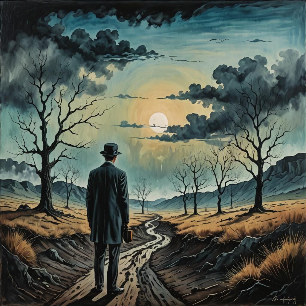 Eerie Surrealist Landscape Inspired by Watercolor Art