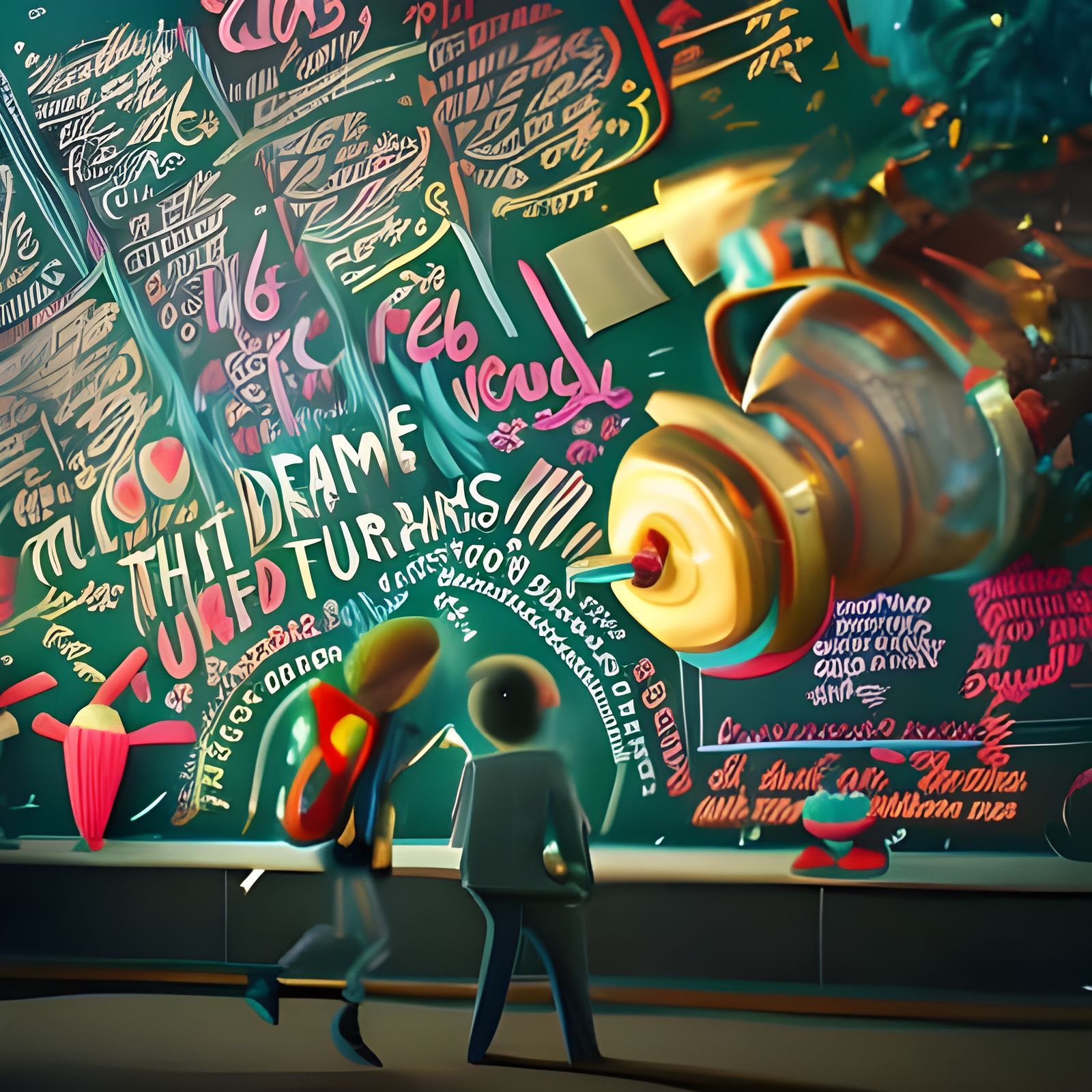 Equation of Dreams: Chalkboard Art in Black and White