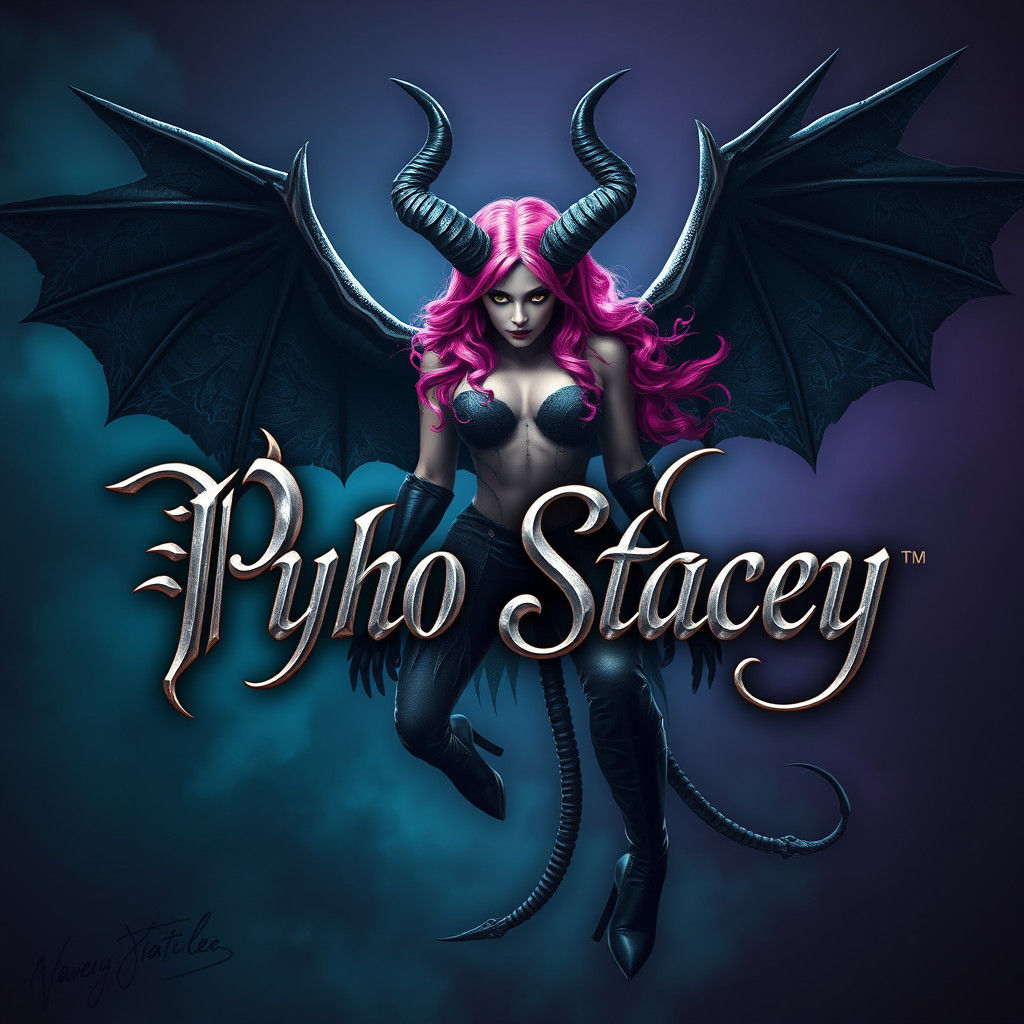 Gothic Female Demon Logo with Elegant Script