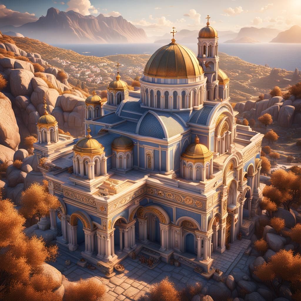 Massive Greek Church: Detailed Matte Painting