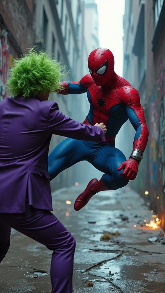 Superhero Punch in Rainy Alley: Comic Book Action
