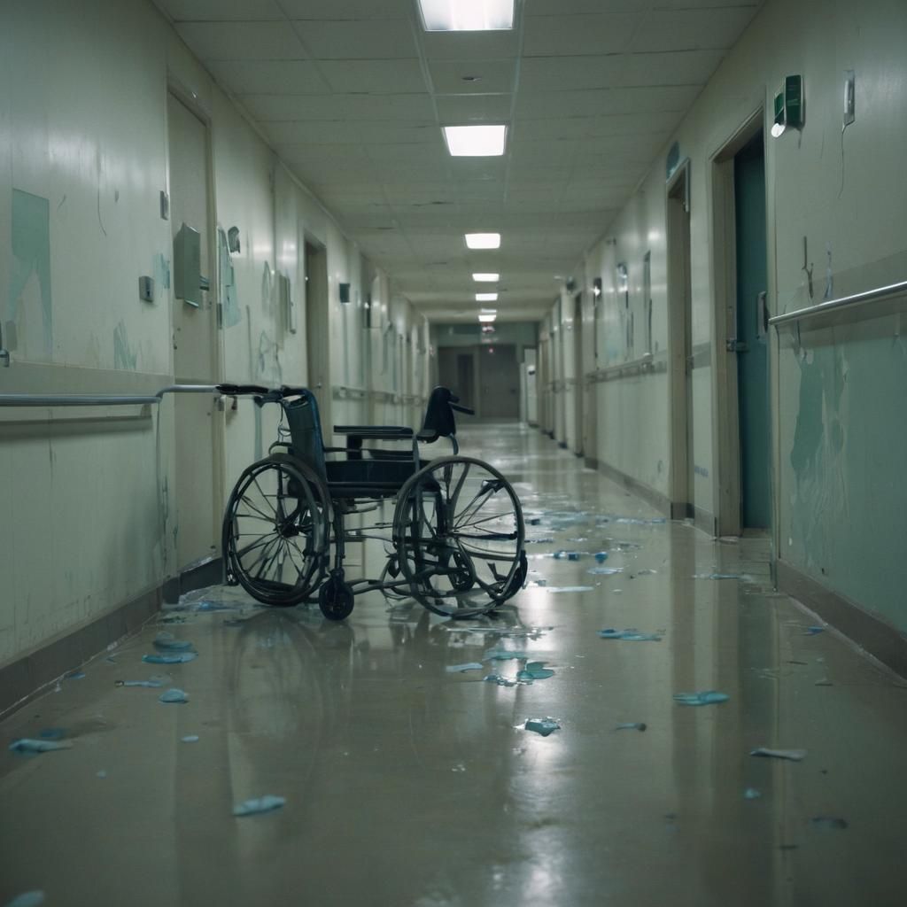 Eerie Abandoned Hospital Corridor in Cinematic Style