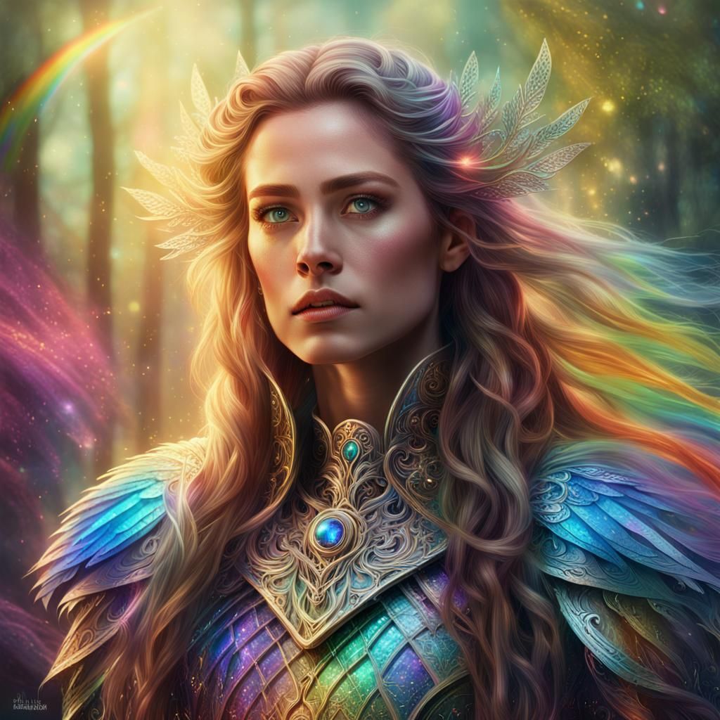 Woman in Iridescent Armor Fantasy Portrait