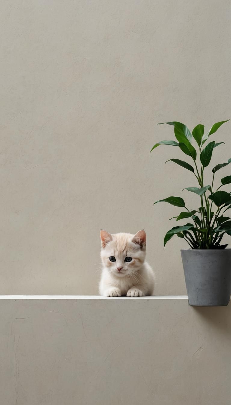 Garden Kitten in Minimalist Tranh Thủy Mặc Style