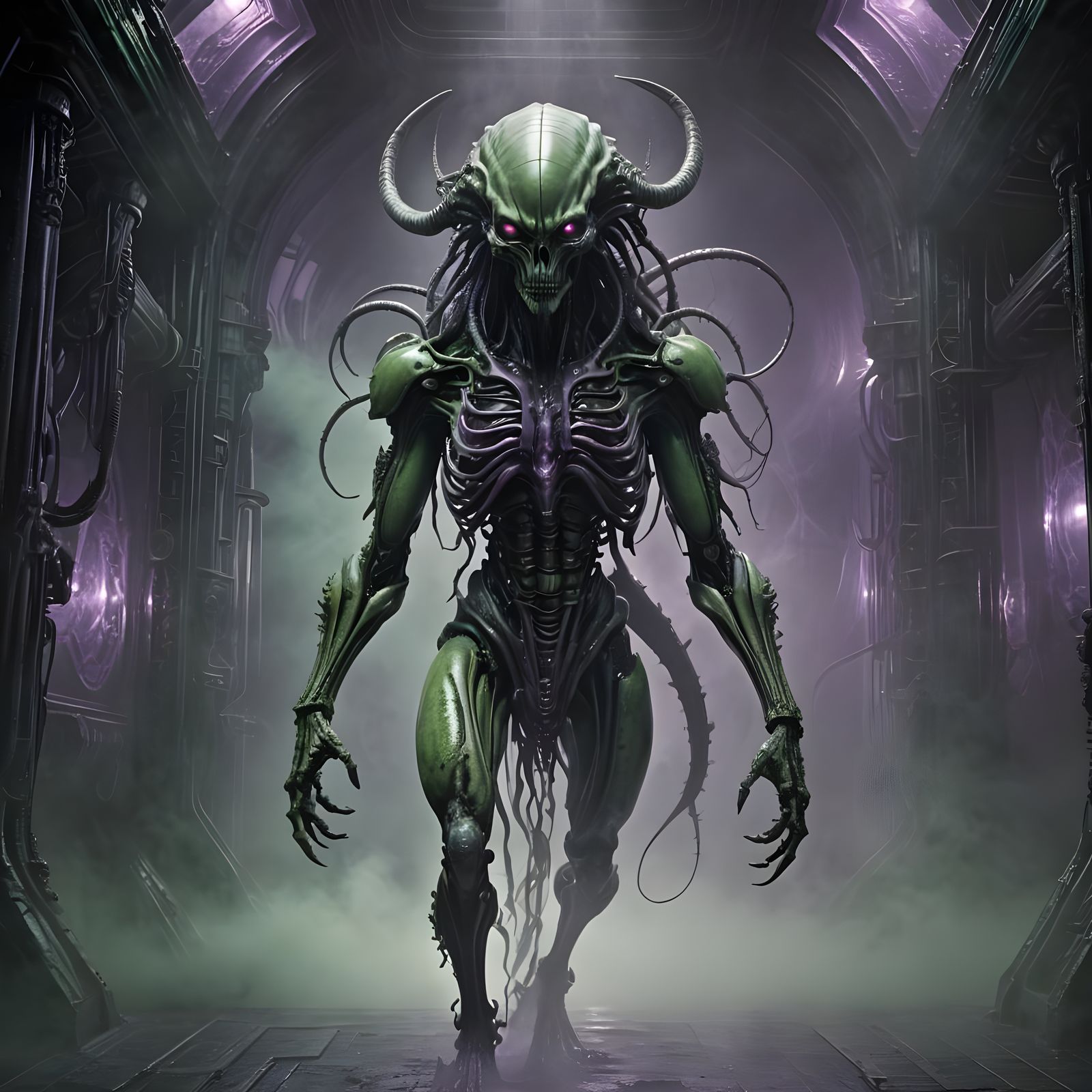 Alien Centaur in Biopunk Style, Detailed Matte Painting