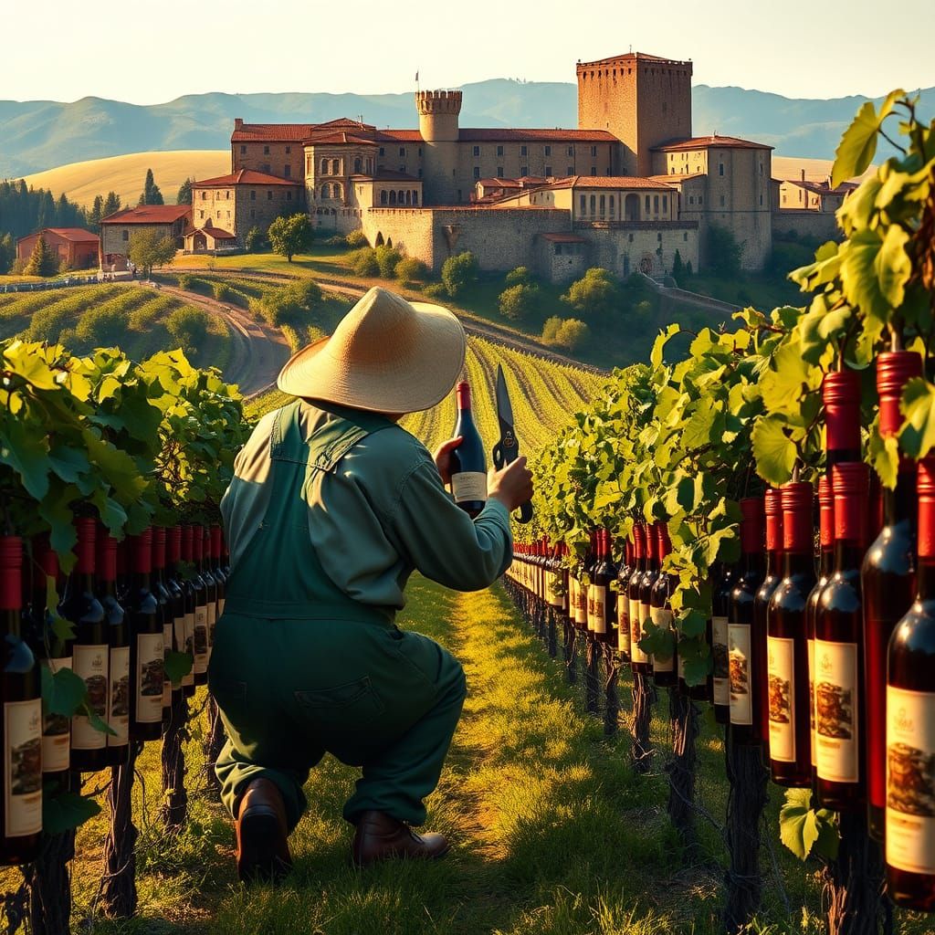 Renaissance Tuscan Wine Country Scene