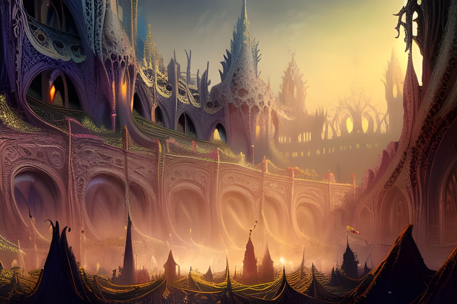 Ornate Elven Fairy Town in Sci-Fi Fantasy Style