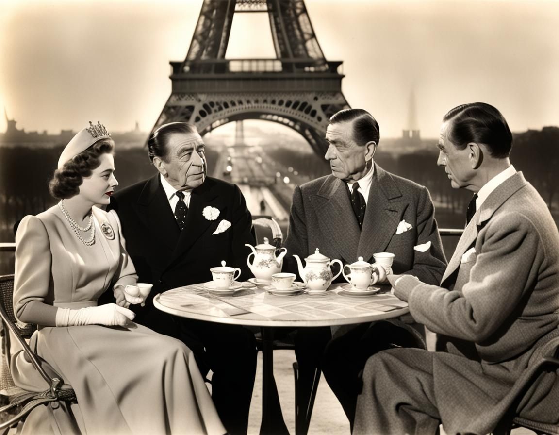 Queen Elizabeth and Monsters Have Tea in Paris