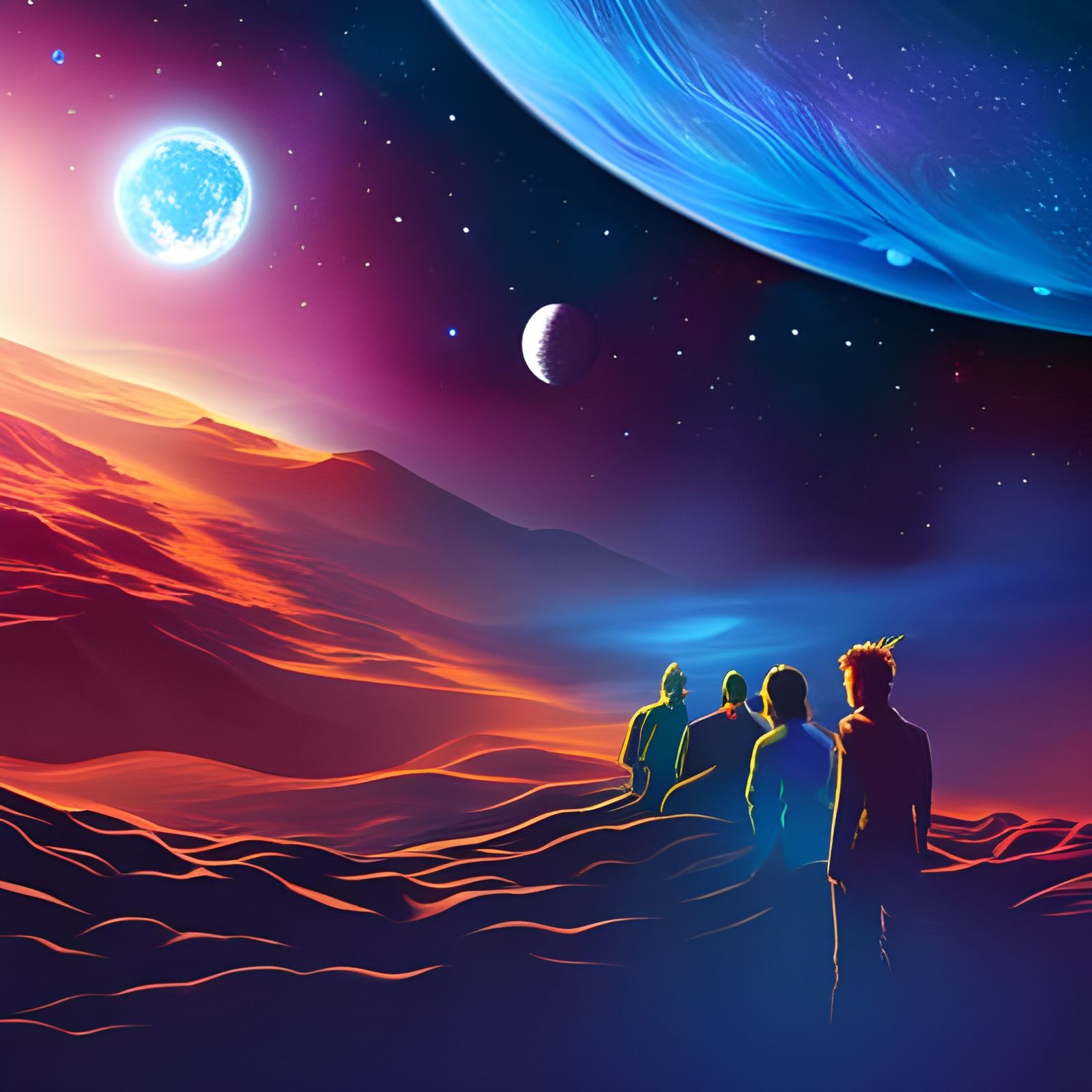 Space Pirates Boarding Alien Ship in Psychedelic Galaxy