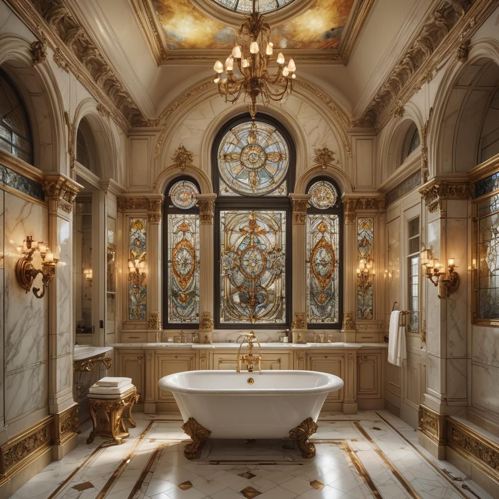 Luxurious Victorian Bathroom in Hyperrealistic Style