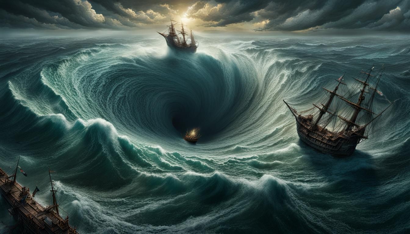 Immense Marine Whirlpool Swallows Ship in Storm
