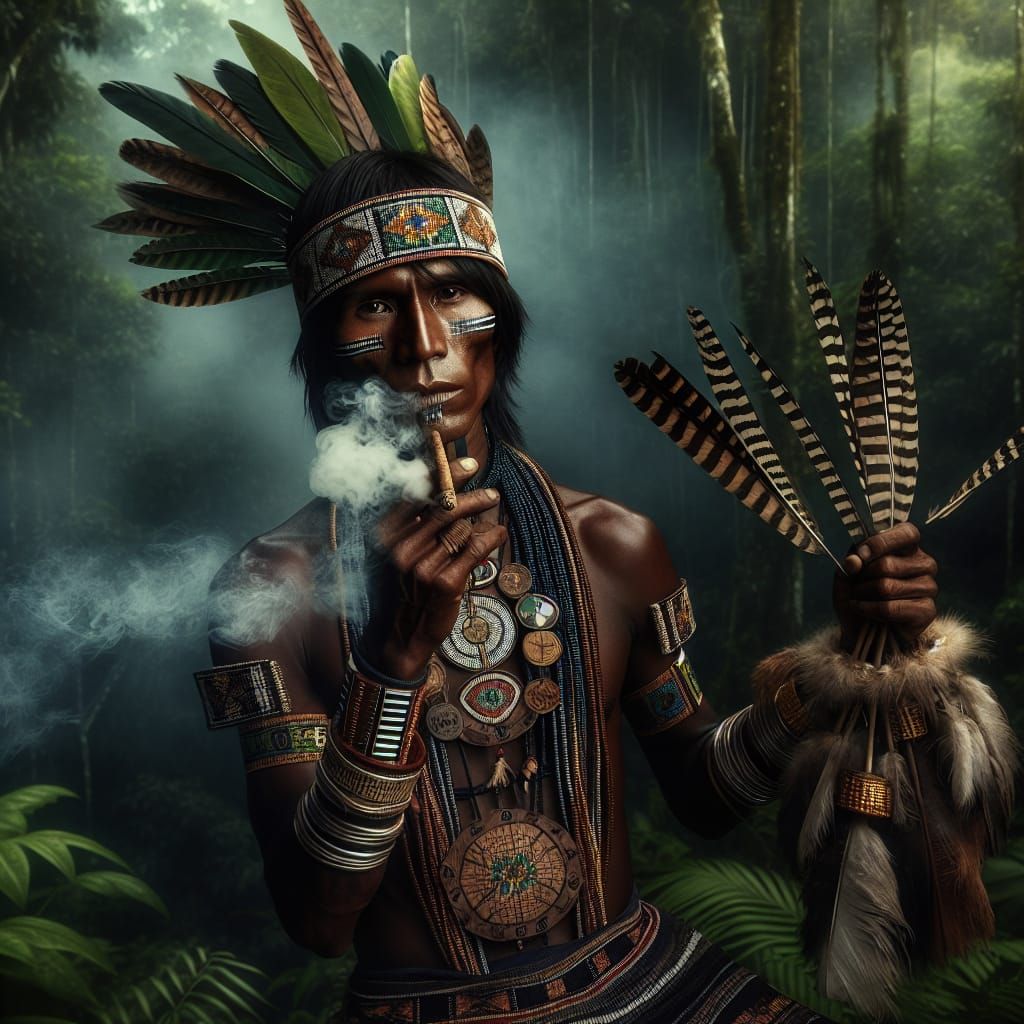 Chipcha Kayapo Chaman in Amazon Jungle as Fine Art Photograp...