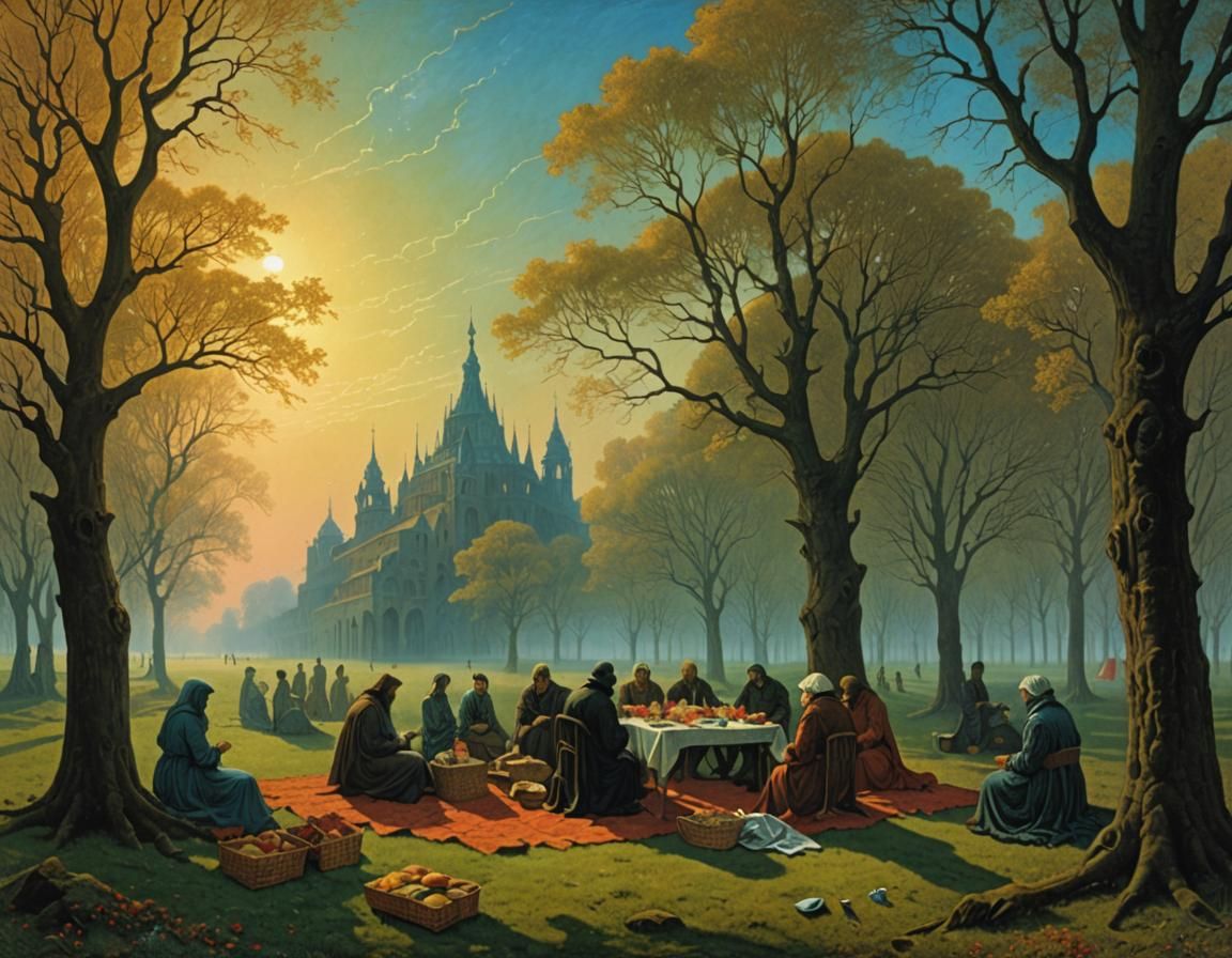 Surreal Picnic in a Park, Dark Surrealism