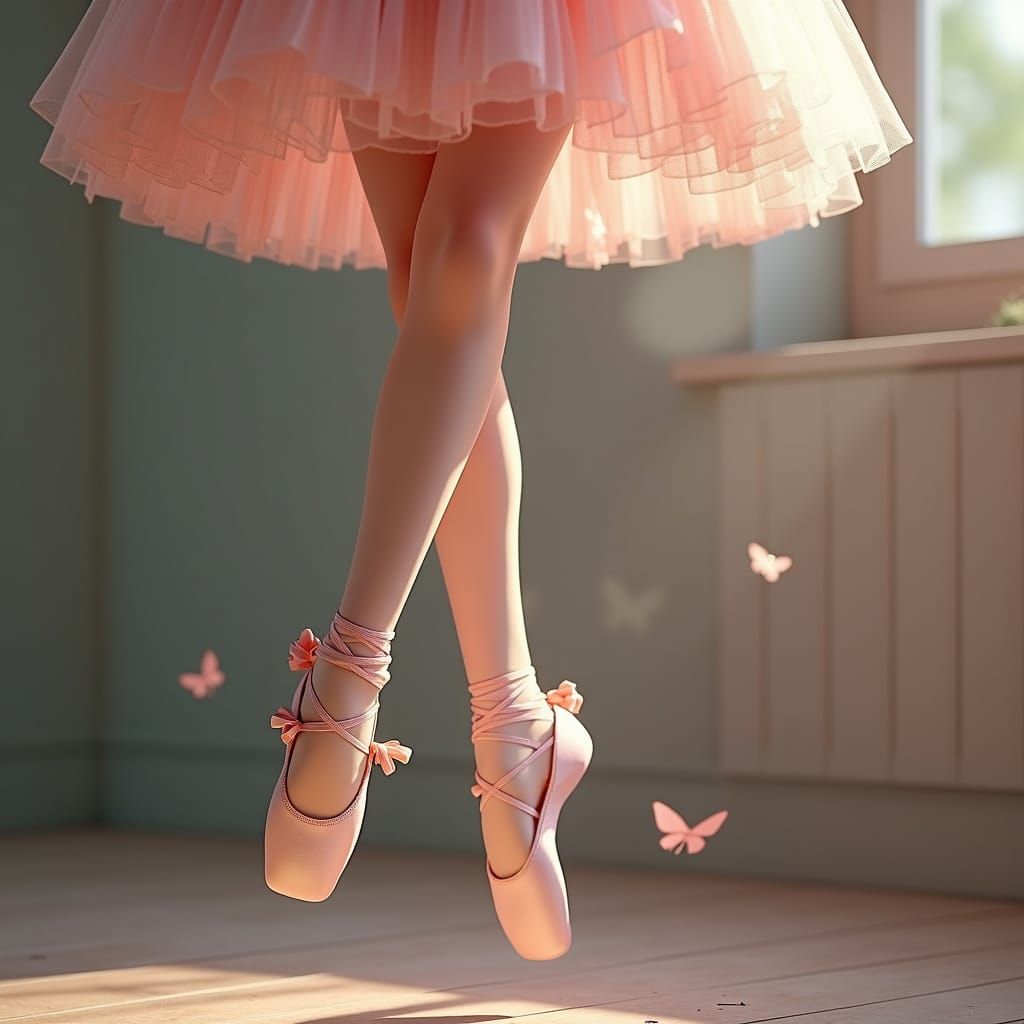 Ballerina in Pink Ballet Shoes: 3D Anime Art