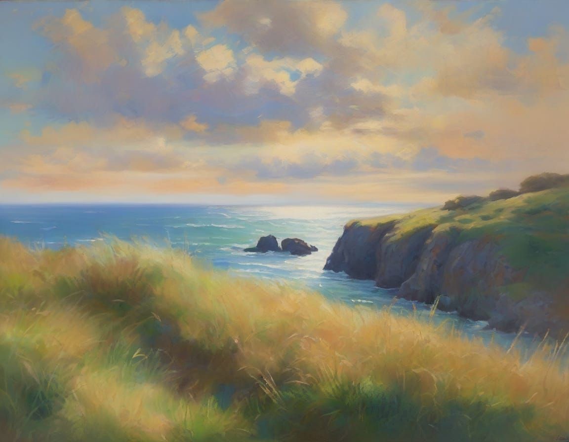 Impressionist Ocean View in Claude Monet Style