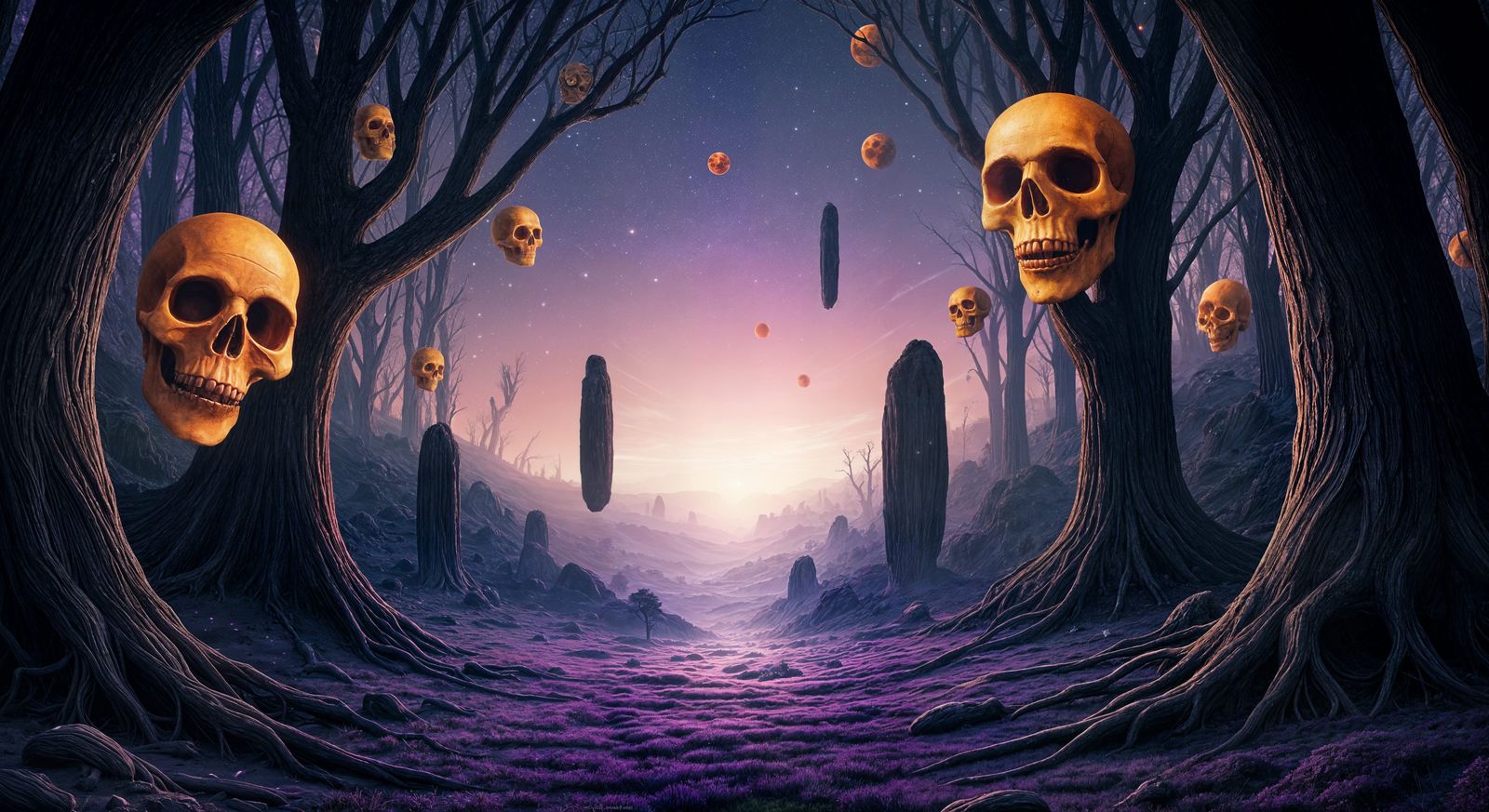 Ethereal Valley in Vibrant Purple Hues