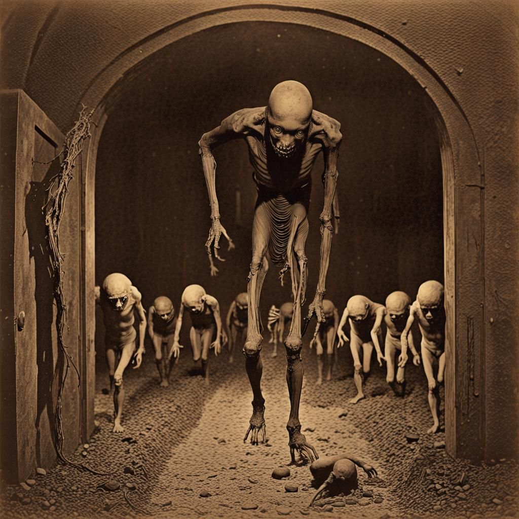 Sepia Photograph of Nightmarish Crawling Horrors