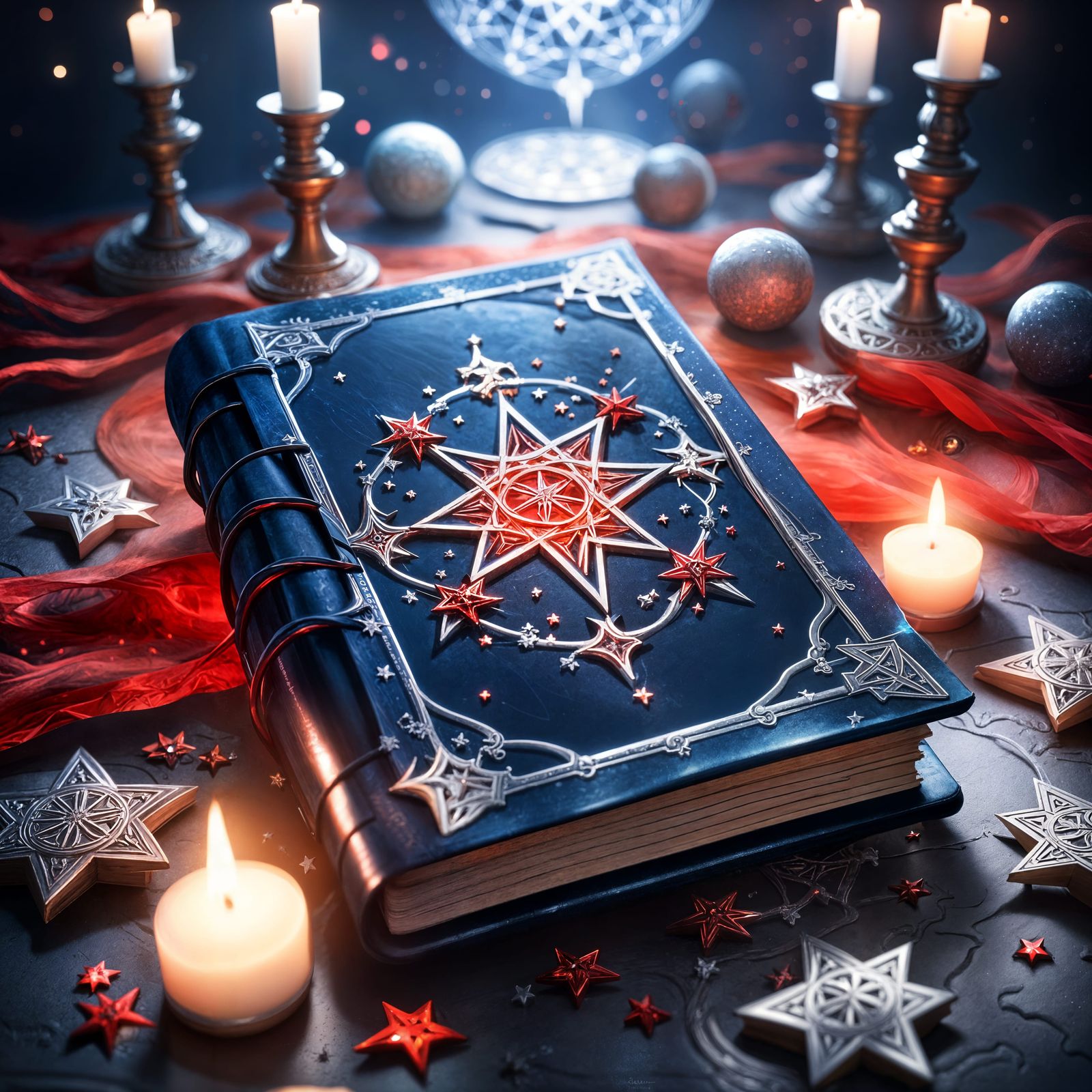 Mystical Prayer Book on Altar in Anime Style