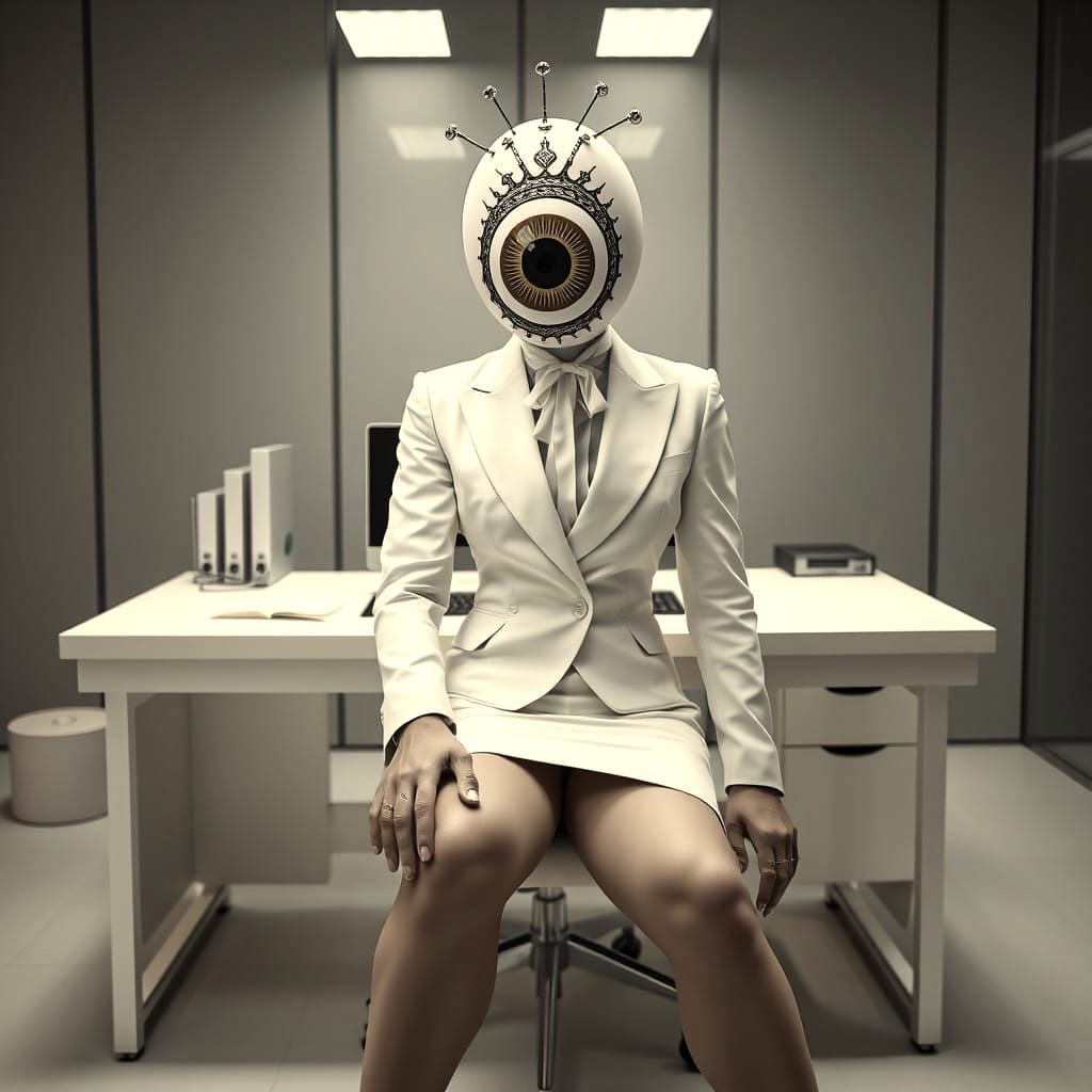 Elegant Office Executive in Cyberpunk Kigurumi Style