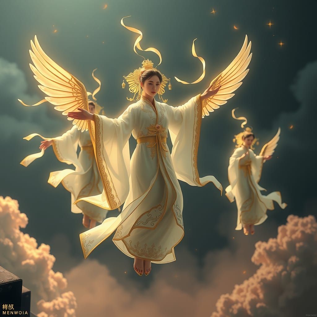 Ethereal Chinese Immortals in a Mystical Realm