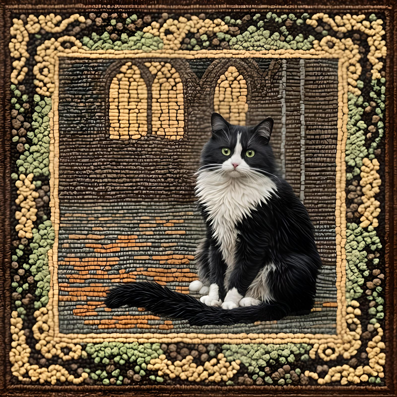 Sad Goji in Needlepoint Tapestry Style