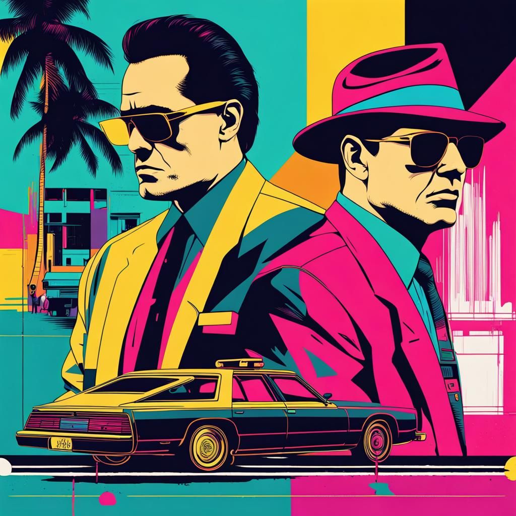 Miami Gangsters in 80s Pop Art Style