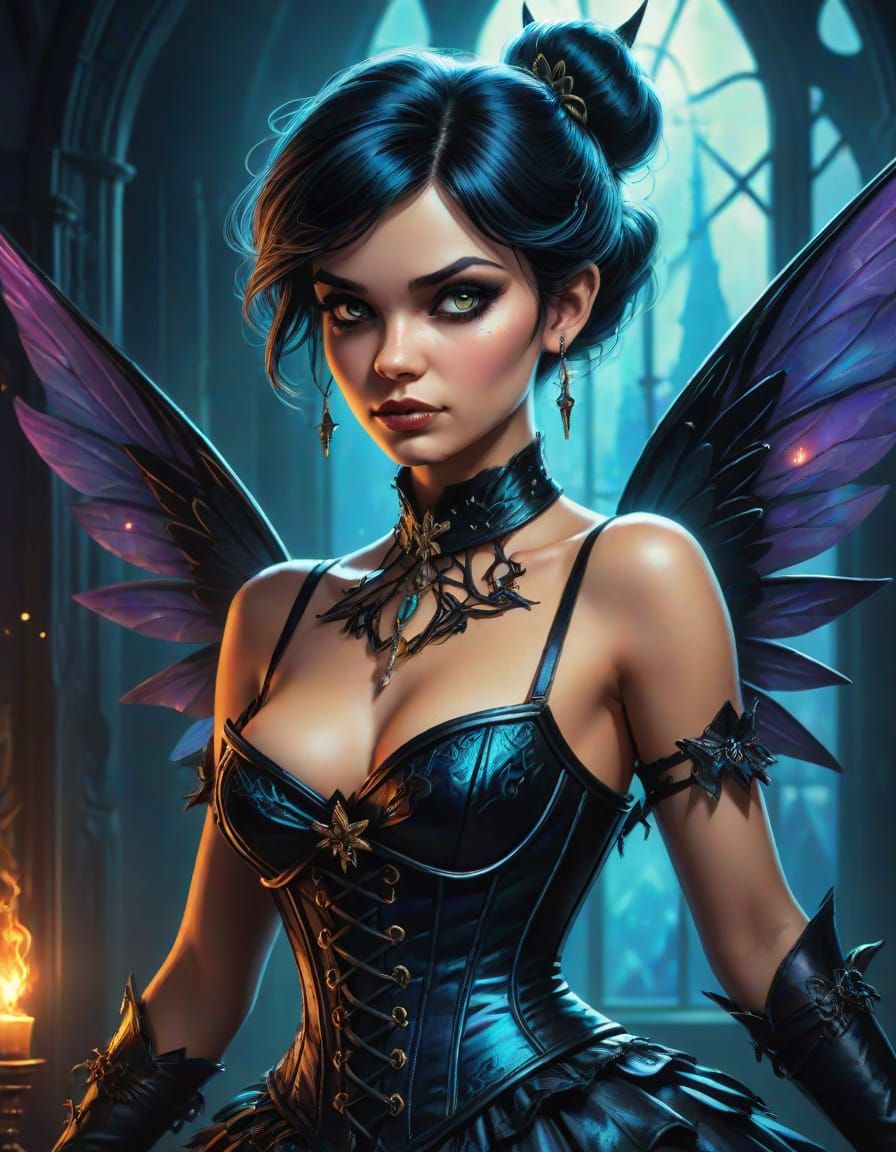 Keres: Dark Fantasy Goddess in Comic Book Style