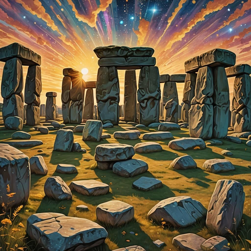 Stonehenge Summer Solstice in Astral Illustration Style