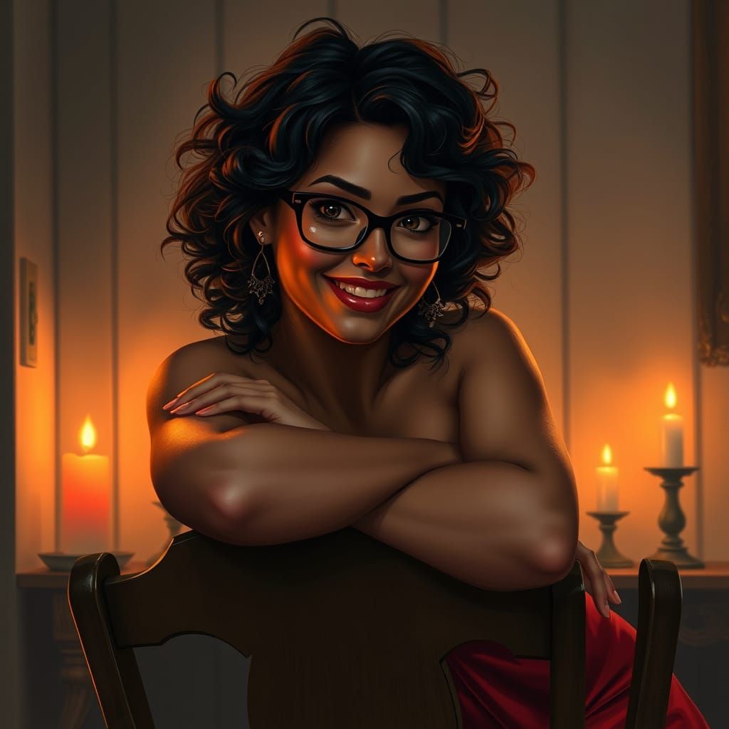 Captivating Indian Woman in Candlelight, Fantasy Concept Art