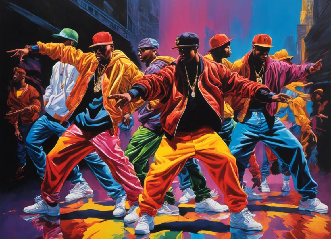 Hyperrealistic 1990s Hip Hop Street Dancers
