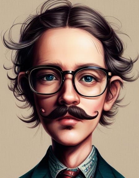 Elegant Dandy Portrait with Mustache Digital Art